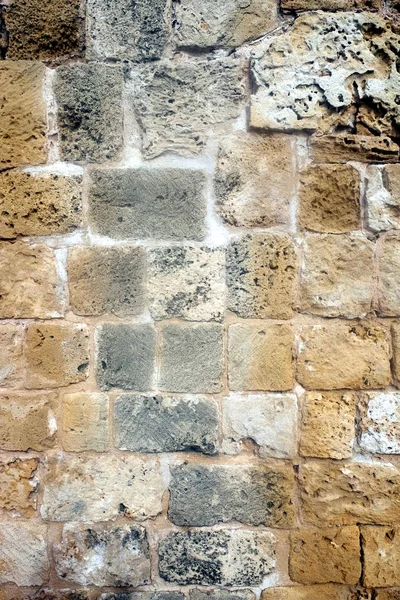 Alte Antike Mauer Aus Beschädigten Sandigen Braunen Steinen Frontansicht Vertikale — Stockfoto