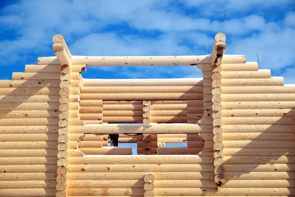 Fachada Construção Grande Casa Rural Arenoso Marrom Liso Planed Heady — Fotografia de Stock