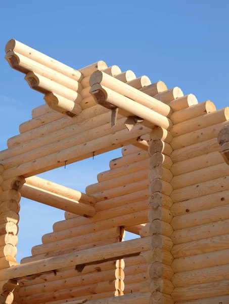 Toppen Landsbygdens Trähus Från Sandstranden Brun Slät Hyvlade Tunga Pine — Stockfoto