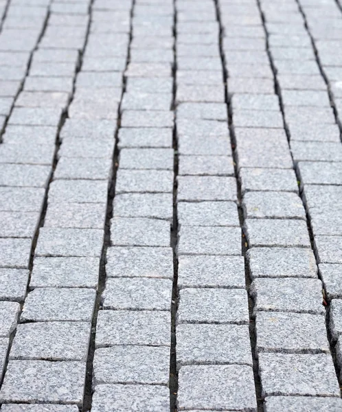 Straat Geplaveid Met Grijze Keien Verticale Weergave Close — Stockfoto