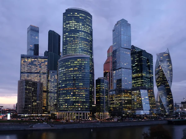 Moscow City International Business Centre Skyscraper Buildings Moskva River Embankment — ストック写真