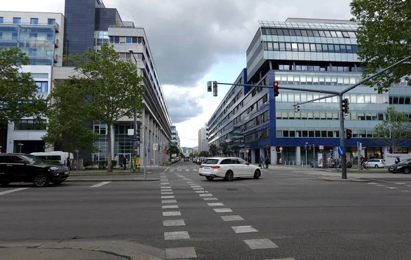 Wien Österreich Mai 2019 Szenerie Mit Ampelkreuzung Und Fahrbahnmarkierung Wiener — Stockfoto