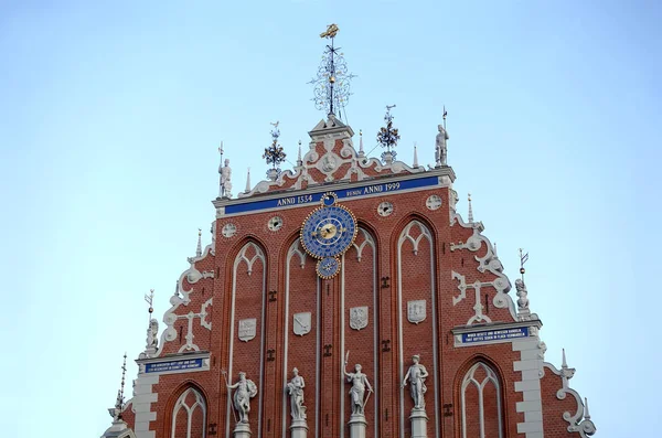 House Black Heads Riga Top Facade Part View — Stock Photo, Image