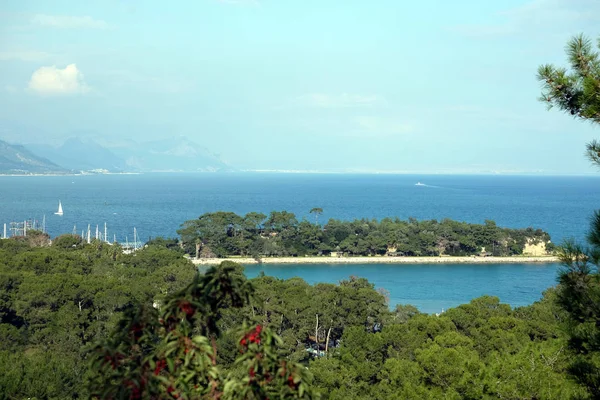 Panoramic View Observing Place Point Kemer Bay Surrounded High Mountains — Stock Photo, Image