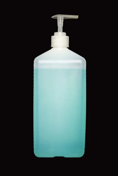 Antiseptique Liquide Pour Désinfection Des Mains Visage Dans Distributeur Plastique — Photo