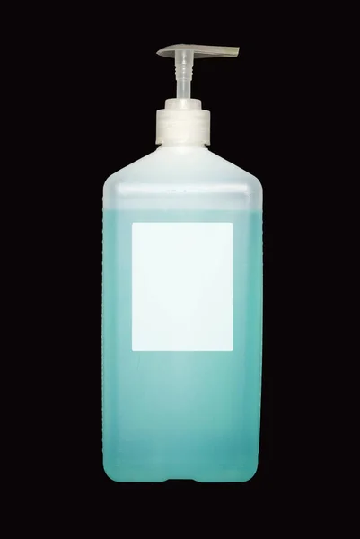 Antiseptique Liquide Pour Désinfection Des Mains Visage Avec Étiquette Blanche — Photo