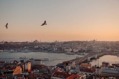 Haliç Galata Köprüsü ve cami Eminönü, Istanbul, Türkiye