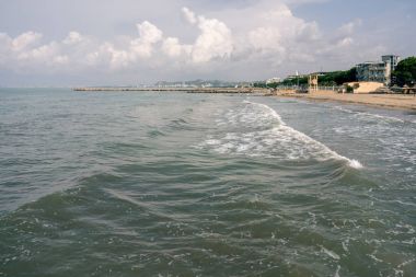 Beaches in the Albanian resort Golem clipart