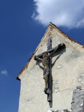 Rasnov Kalesi 'nde tahta haç - Brasov, Romanya