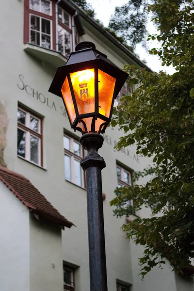 Lâmpada Rua Sighisoara Mostrando Brasão Armas — Fotografia de Stock