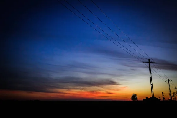 Прекрасний Захід Сонця Природі Барвисте Небо Коли Сонце Встановлюється Горизонт — стокове фото