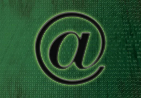 Λαμπερό Σύμβολο Mail Κατά Την Υπογραφή Πάνω Από Ένα Πράσινο — Φωτογραφία Αρχείου