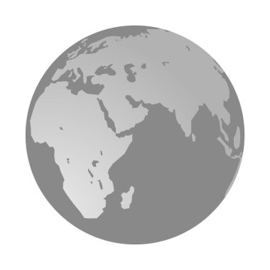 Dünya Gezegeni 'nin gri (siyah ve beyaz) bir çizimi