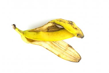 bir deri beyaz zemin üzerine muz.