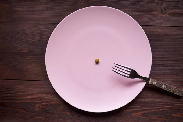 Jeden Groszek Talerzu Koncepcja Diety Anoreksji Ubóstwa — Zdjęcie stockowe