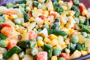 Farklı donmuş sebzelerin arka planı.