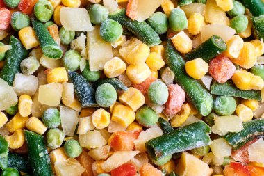 Farklı donmuş sebzelerin arka planı.