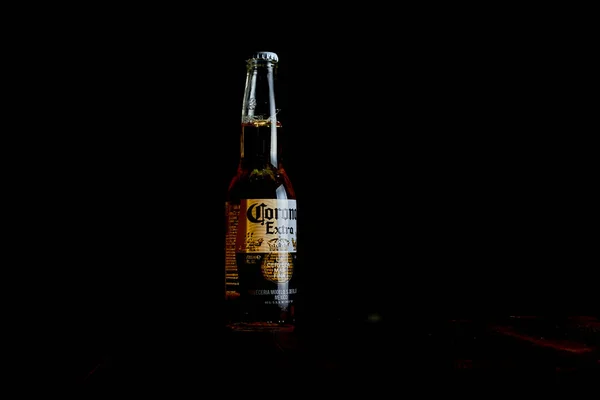 Kiev Ukraine February 2020 Bottle Beer Corona Dark Background — Stock Photo, Image
