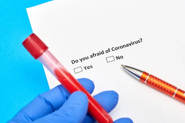 Do you afraid of coronavirus - a question on paper with options Yes and No