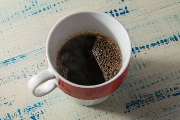 Черный Кофе Чашке Деревянном Фоне — стоковое фото