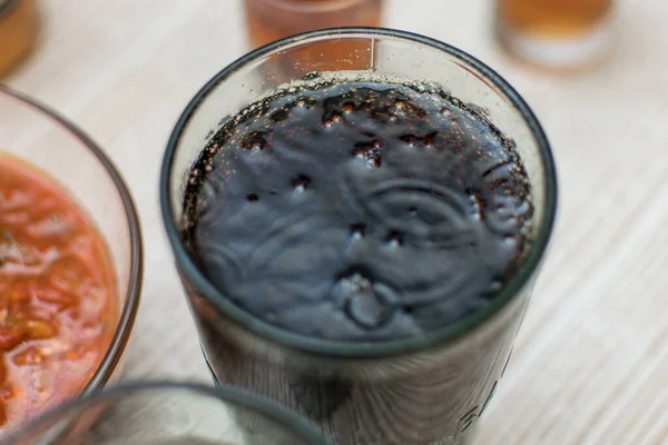 Carbonated drink in a glass.