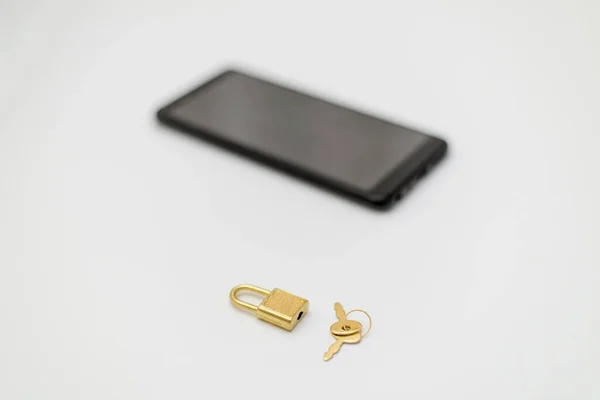 Електронна Безпека Концепція Захисту Даних Мобільний Телефон Ключ Блокування — стокове фото