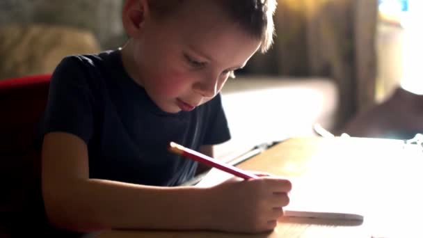 Chico Haciendo Tarea Distanciándose Estudiar — Vídeo de stock