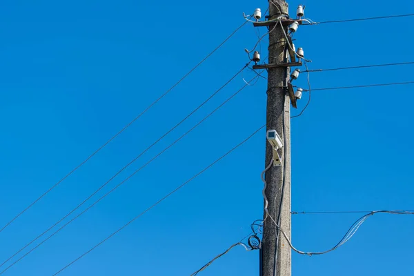 Poste Eléctrico Con Cámara Cctv — Foto de Stock