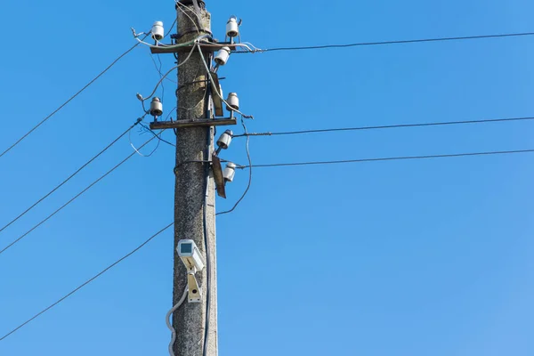 Poste Eléctrico Con Cámara Cctv — Foto de Stock