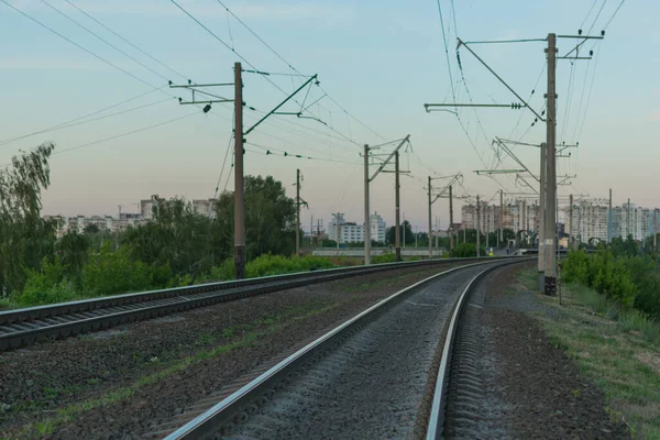 Demiryolu Rayları Uzaklaşıyor — Stok fotoğraf