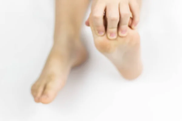 Foot Little Boy White Background — Stock Photo, Image