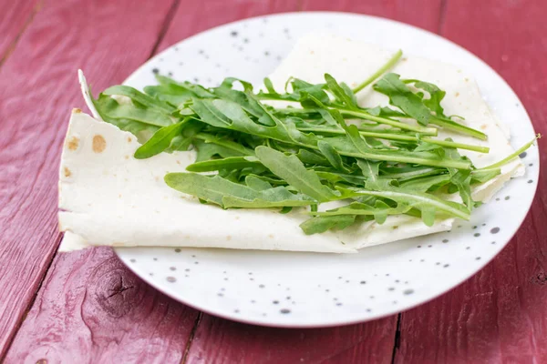 Salada Foguete Pão Pita — Fotografia de Stock