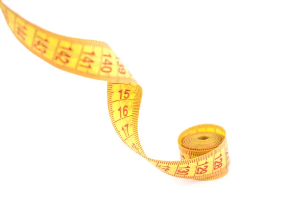 白い背景の測定のための黄色の柔軟なポルノセンチメートル — ストック写真