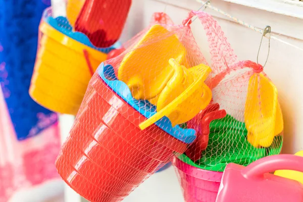 Cubo Para Niños Una Pala Para Jugar Arena — Foto de Stock