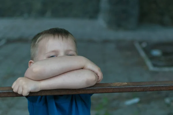 Closed Reluctance Communicate Little Boy Closed Himself — Stock Photo, Image