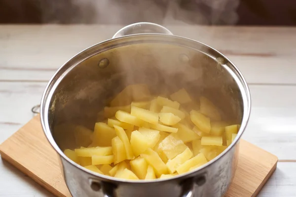 Pommes Terre Chaudes Cuites Dans Une Poêle — Photo