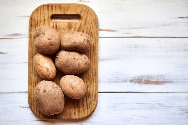 Raw Potato Tubers Wooden Background — Stock Photo, Image