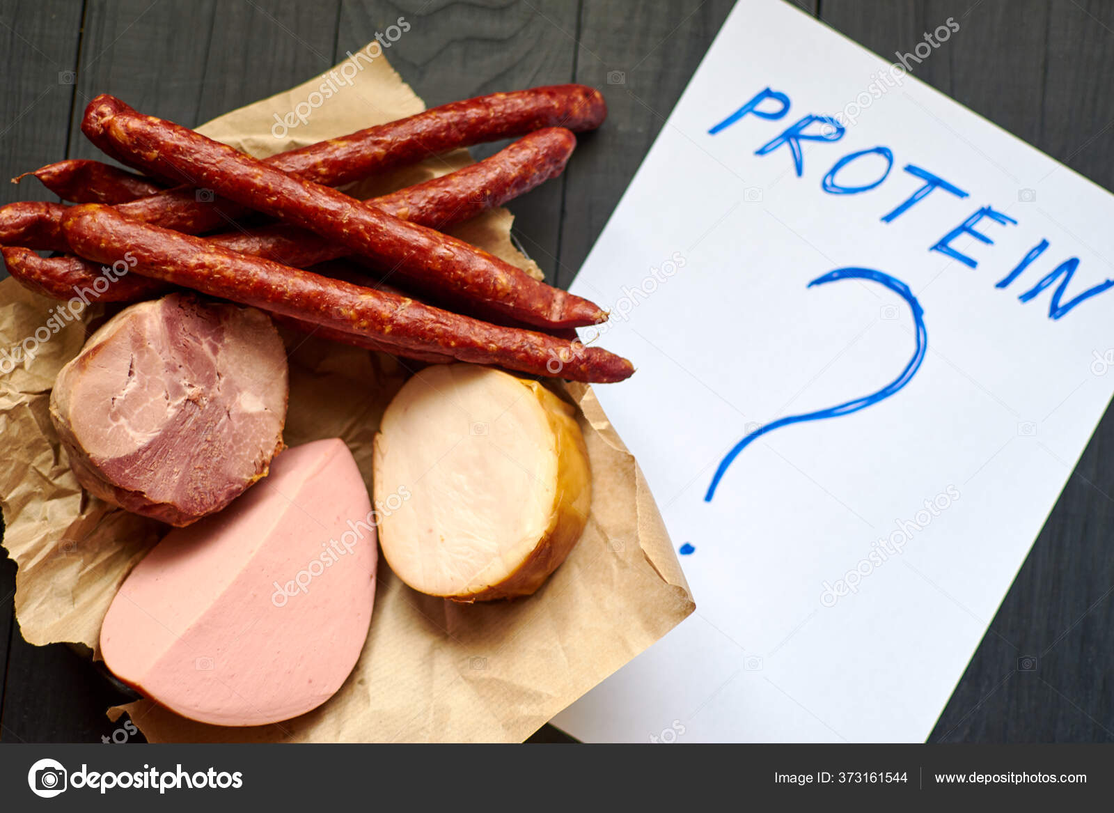 Protein Question Mark Different Sausages Sausages Unhealthy Eating