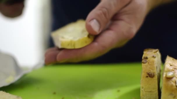 Boterbrood Een Broodje Maken — Stockvideo