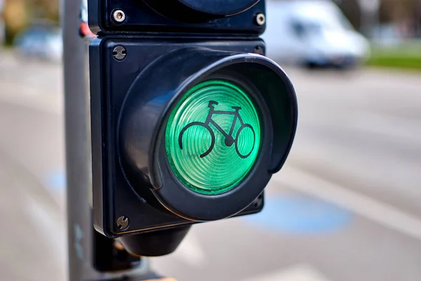 Semáforo Verde Para Ciclistas — Foto de Stock