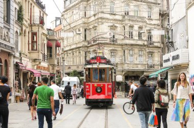 İstanbul 'un Merkezi ünlü tarihi tramvay