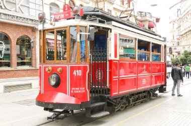 İstanbul 'un Merkezi ünlü tarihi tramvay