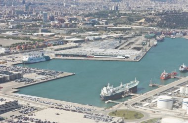 Zona Franca - Port, Barcel endüstriyel bağlantı noktası yukarıda Üstten Görünüm