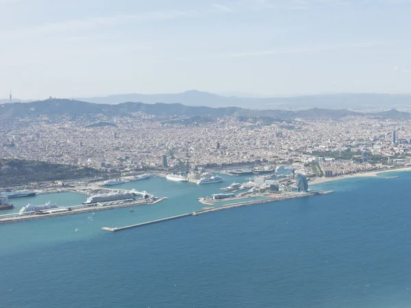 Panoramic view of Barcelona and port in Spain — Stock Photo, Image