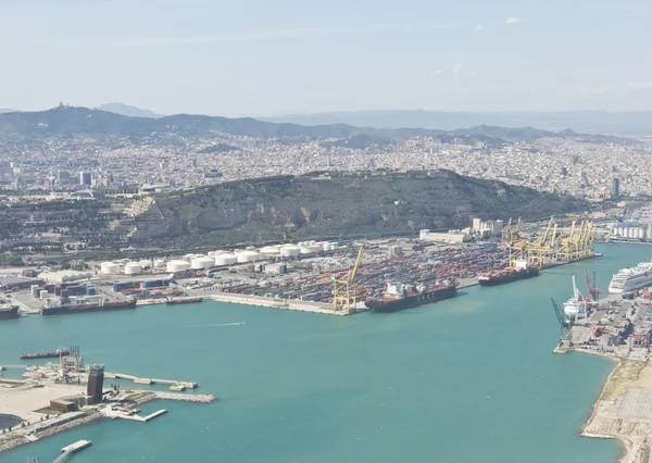 Zvětšeny nad Zona Franca - Port, průmyslový přístav Barcelona — Stock fotografie