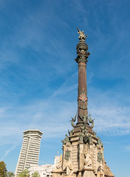 克里斯托弗 · 哥伦布雕像在巴塞罗那，西班牙 — 图库照片