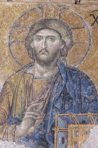 Mosaico com a representação de Cristo Pantocrator. Hagia Soph. — Fotografia de Stock