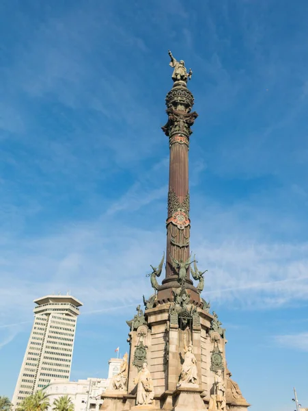 Estátua de Cristóvão Colombo em Barcelona, Spai — Fotografia de Stock