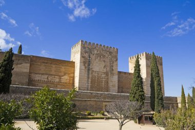 Alcazaba Kalesi, Granada 'daki Alhambra, Endülüs, İspanya. 