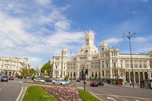 Communications Palace from Plaza de Cibeles, Madrid, Spain. — Stock Photo, Image